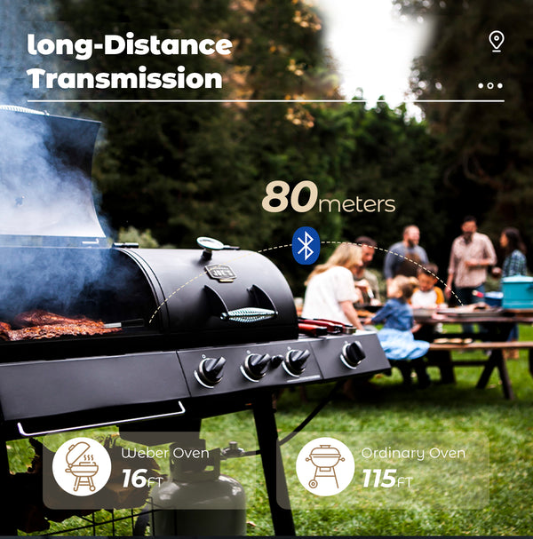 Koch- und Bratthermometer – WLAN mit Brat-App – Repeater sorgt für große Distanz zwischen Handy – Backofen, Grill oder Pfanne.