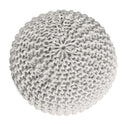 Pouf with diameter 55 cm (grey) - Knit stool/floor cushion - Coarse knit look extra high height 37 cm