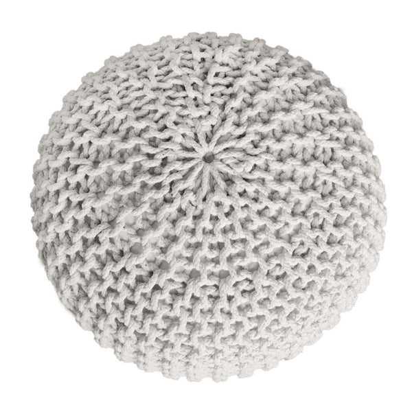 Pouf with diameter 55 cm (grey) - Knit stool/floor cushion - Coarse knit look extra high height 37 cm