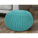 Pouf Durchmesser 55 cm Strickhocker (Mintgrün) - Pouf/Bodenkissen - Grobstrickoptik extra hoch Höhe 37 cm