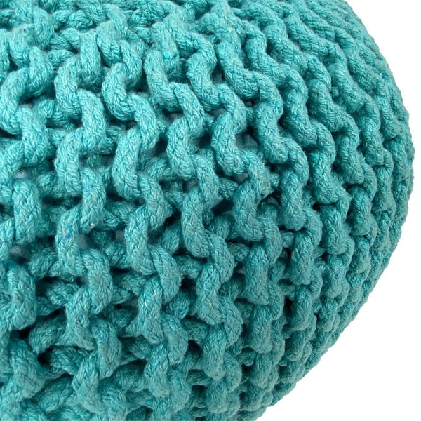 Pouf Durchmesser 55 cm Strickhocker (Mintgrün) - Pouf/Bodenkissen - Grobstrickoptik extra hoch Höhe 37 cm