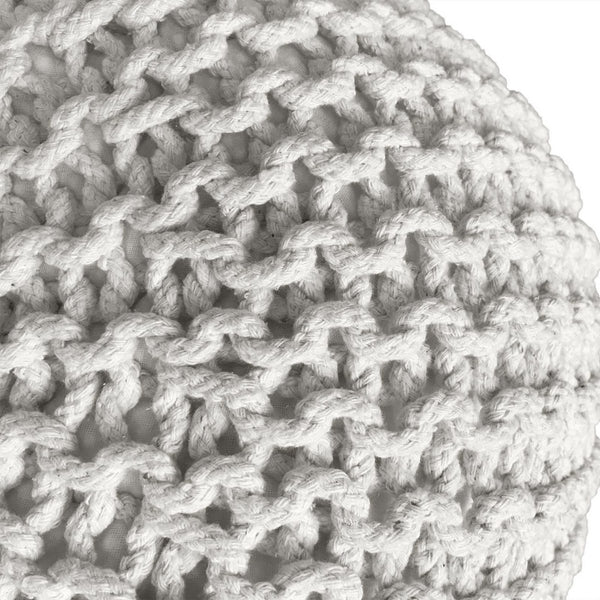 Pouf with diameter 55 cm (grey) - Knit stool/floor cushion - Coarse knit look extra high height 37 cm