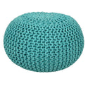 Pouf Durchmesser 55 cm Strickhocker (Mintgrün) - Pouf/Bodenkissen - Grobstrickoptik extra hoch Höhe 37 cm