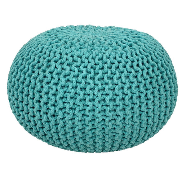 Pouf Durchmesser 55 cm Strickhocker (Mintgrün) - Pouf/Bodenkissen - Grobstrickoptik extra hoch Höhe 37 cm