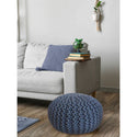 Pouf with diameter 55 cm (Blue grey) - Knit stool/floor cushion - coarse knit look extra high height 37 cm