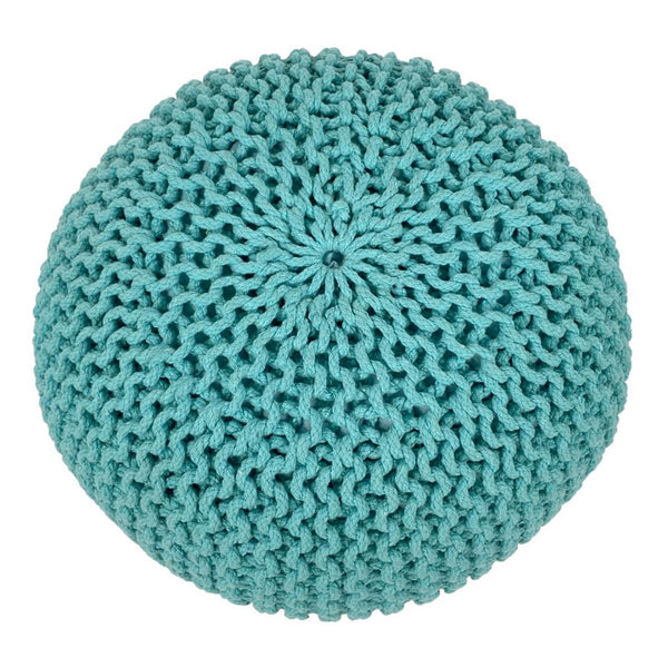 Pouf Durchmesser 55 cm Strickhocker (Mintgrün) - Pouf/Bodenkissen - Grobstrickoptik extra hoch Höhe 37 cm