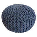 Pouf mit Durchmesser 55 cm (Blaugrau) - Strickhocker/Bodenkissen - Grobstrickoptik extra hoch Höhe 37 cm