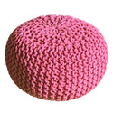 Pouf mit Durchmesser 55 cm (rosa) - Strickhocker/Bodenkissen - Grobstrickoptik extra hoch Höhe 37 cm