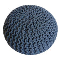 Pouf mit Durchmesser 55 cm (Blaugrau) - Strickhocker/Bodenkissen - Grobstrickoptik extra hoch Höhe 37 cm