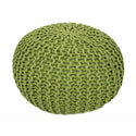 Pouf with diameter 55 cm (grass green) - Knit stool/floor cushion - Coarse knit look extra high height 37 cm