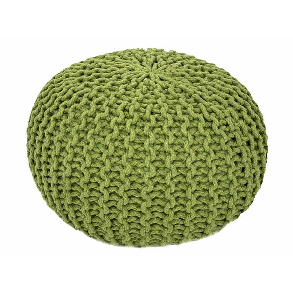 Pouf with diameter 55 cm (grass green) - Knit stool/floor cushion - Coarse knit look extra high height 37 cm