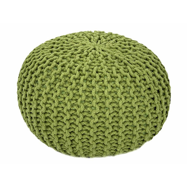 Pouf mit Durchmesser 55 cm (grasgrün) - Strickhocker/Bodenkissen - Grobstrickoptik extra hoch Höhe 37 cm