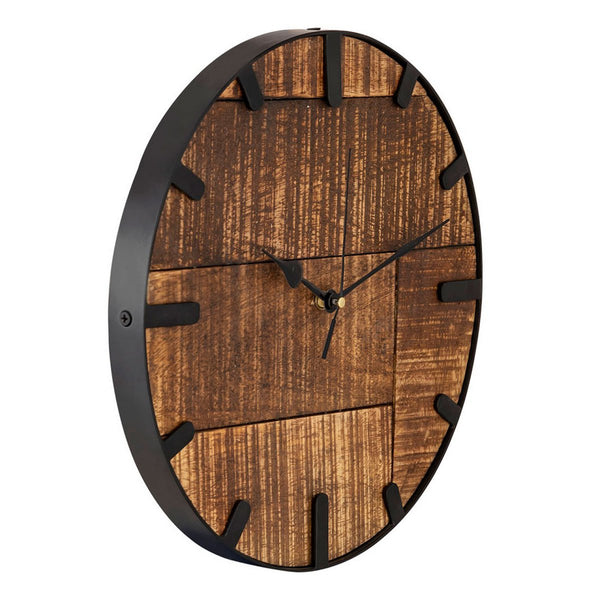 Wall clock wood diameter 30 cm. Living room clock modern round made of wood vintage silent. Made of mango wood.