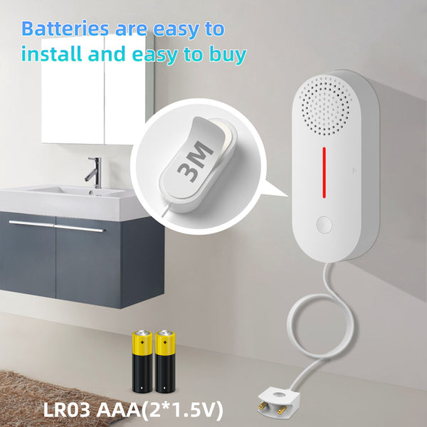 Water leak alarm - Overturn and waterstand alarm - Akustic and light alarm - WIFI with alarm to your mobile