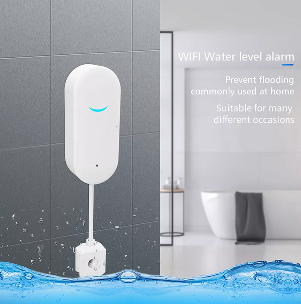 Alarm für Wasseraustritt - Überschwemmungs- und Wasserstandsalarm - Akustischer und Lichtalarm - WIFI mit Alarm für Ihr Mobiltelefon