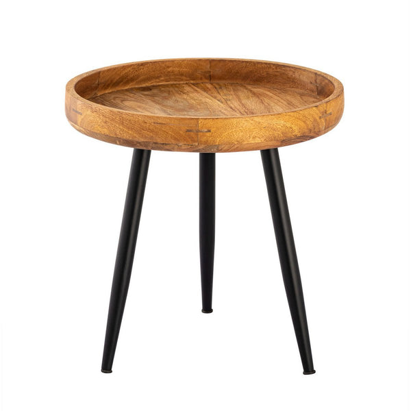 Side table wood round diameter of 40 or 50cm. Coffee table living room table Vancouver metal feet matt black