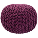 Pouf mit Durchmesser 55 cm (Lila) – Strickhocker/Bodenkissen – Grobstrick-Optik, extra hoch, Höhe 37 cm