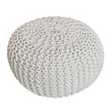 Pouf with diameter 55 cm (grey) - Knit stool/floor cushion - Coarse knit look extra high height 37 cm