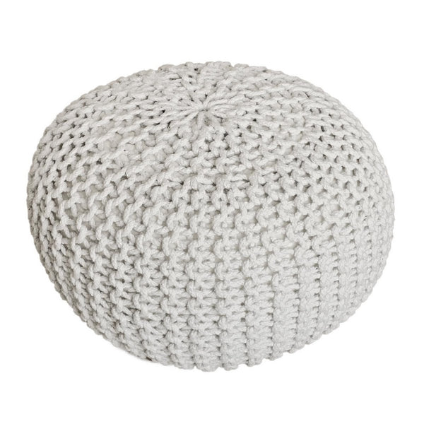 Pouf with diameter 55 cm (grey) - Knit stool/floor cushion - Coarse knit look extra high height 37 cm
