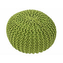 Pouf with diameter 55 cm (grass green) - Knit stool/floor cushion - Coarse knit look extra high height 37 cm